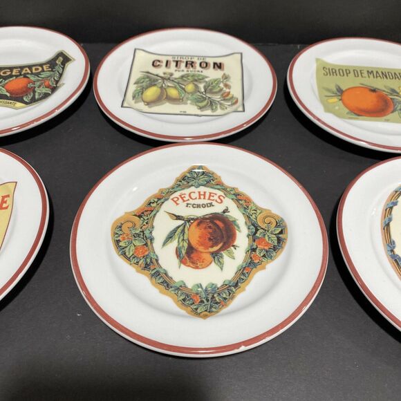 Williams Sonoma Roseanna Canape Plates (6) Fruit Design Tidbit Appetizer Display - Picture 3 of 7